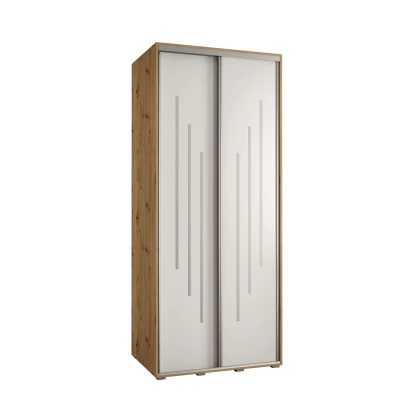 Šatní skříň YVONA 8 - 120/60 cm, dub artisan / bílá / stříbrná