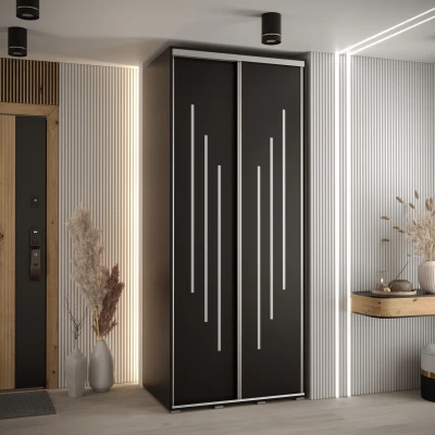 Šatní skříň YVONA 8 - 120/60 cm, černá / stříbrná