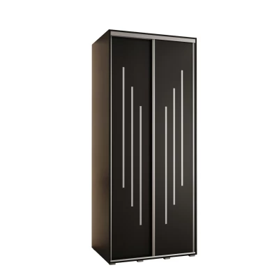 Šatní skříň YVONA 8 - 120/60 cm, černá / stříbrná