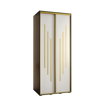 Šatní skříň YVONA 8 - 120/60 cm, černá / bílá / zlatá