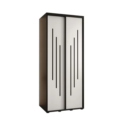 Šatní skříň YVONA 8 - 120/60 cm, černá / bílá / černá