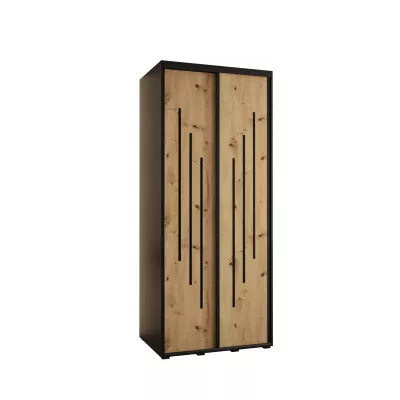 Šatní skříň YVONA 8 - 120/60 cm, černá / dub artisan / černá