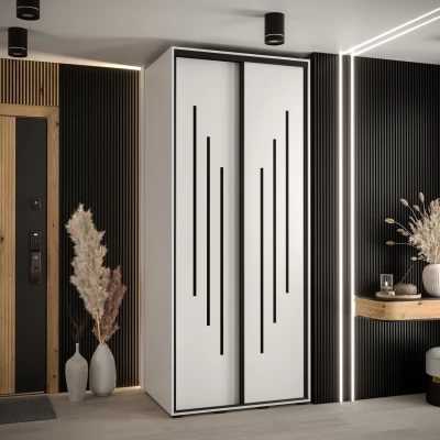 Šatní skříň YVONA 8 - 120/60 cm, bílá / černá