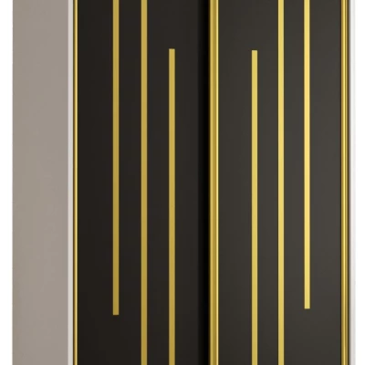 Šatní skříň YVONA 8 - 120/60 cm, bílá / černá / zlatá