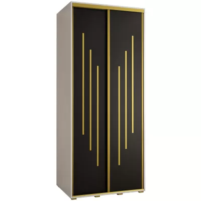 Šatní skříň YVONA 8 - 120/60 cm, bílá / černá / zlatá