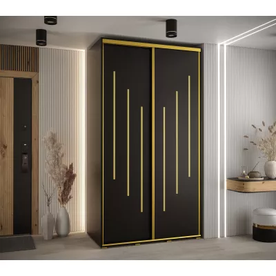 Šatní skříň YVONA 8 - 130/60 cm, černá / zlatá