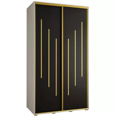 Šatní skříň YVONA 8 - 130/60 cm, bílá / černá / zlatá