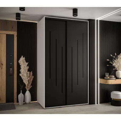 Šatní skříň YVONA 8 - 130/60 cm, bílá / černá / černá