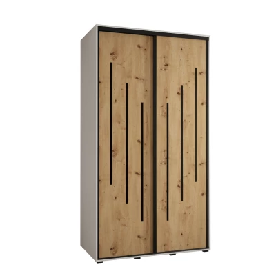 Šatní skříň YVONA 8 - 130/60 cm, bílá / dub artisan / černá