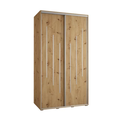 Šatní skříň YVONA 8 - 140/60 cm, dub artisan / stříbrná