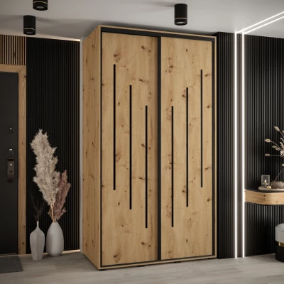 Šatní skříň YVONA 8 - 140/60 cm, dub artisan / černá