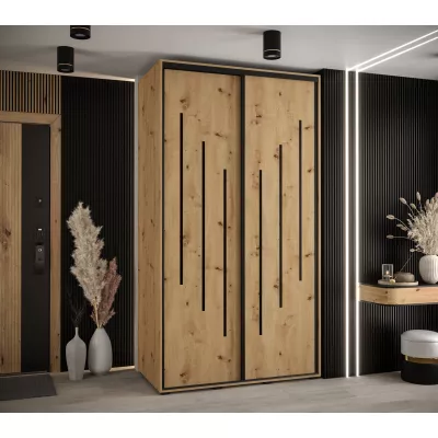 Šatní skříň YVONA 8 - 140/60 cm, dub artisan / černá