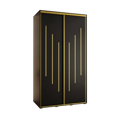 Šatní skříň YVONA 8 - 140/60 cm, černá / zlatá