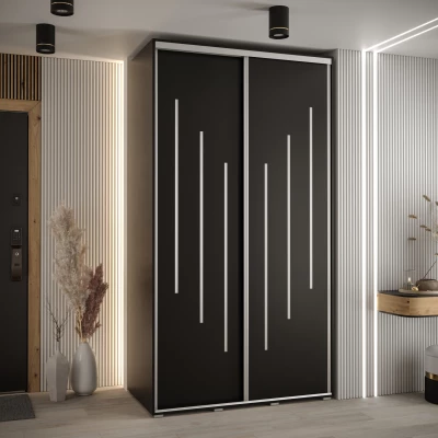 Šatní skříň YVONA 8 - 140/60 cm, černá / stříbrná