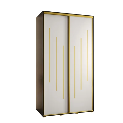 Šatní skříň YVONA 8 - 140/60 cm, černá / bílá / zlatá