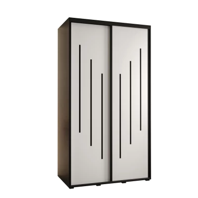 Šatní skříň YVONA 8 - 140/60 cm, černá / bílá / černá