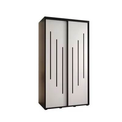 Šatní skříň YVONA 8 - 140/60 cm, černá / bílá / černá