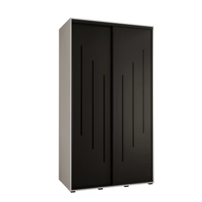 Šatní skříň YVONA 8 - 140/60 cm, bílá / černá / černá
