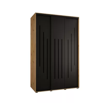 Šatní skříň YVONA 8 - 150/60 cm, dub artisan / černá / černá