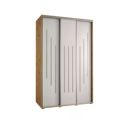 Šatní skříň YVONA 8 - 150/60 cm, dub artisan / bílá / stříbrná
