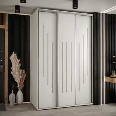 Šatní skříň YVONA 8 - 150/60 cm, bílá / stříbrná