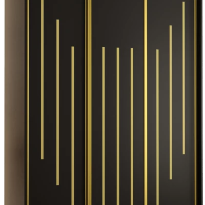 Šatní skříň YVONA 8 - 150/60 cm, černá / zlatá
