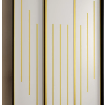 Šatní skříň YVONA 8 - 150/60 cm, černá / bílá / zlatá