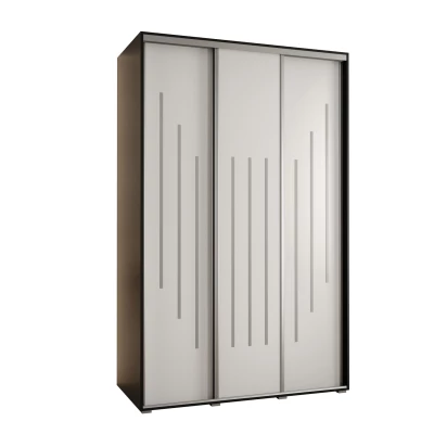 Šatní skříň YVONA 8 - 150/60 cm, černá / bílá / stříbrná