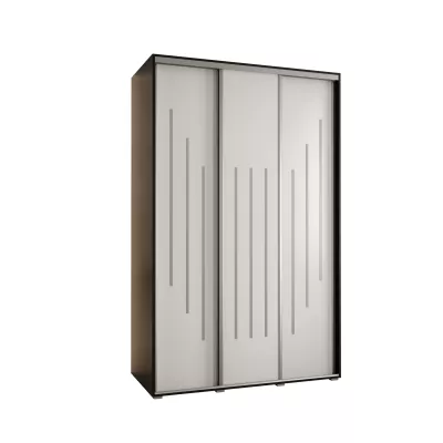 Šatní skříň YVONA 8 - 150/60 cm, černá / bílá / stříbrná