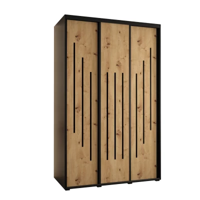 Šatní skříň YVONA 8 - 150/60 cm, černá / dub artisan / černá
