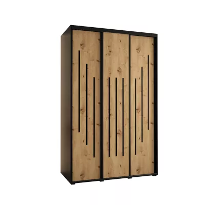 Šatní skříň YVONA 8 - 150/60 cm, černá / dub artisan / černá