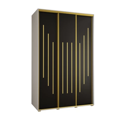 Šatní skříň YVONA 8 - 150/60 cm, bílá / černá / zlatá