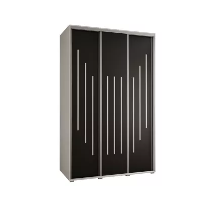Šatní skříň YVONA 8 - 150/60 cm, bílá / černá / stříbrná