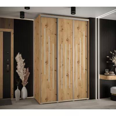 Šatní skříň YVONA 8 - 160/60 cm, dub artisan / stříbrná