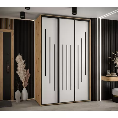 Šatní skříň YVONA 8 - 160/60 cm, dub artisan / bílá / černá