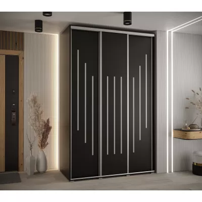 Šatní skříň YVONA 8 - 160/60 cm, černá / stříbrná