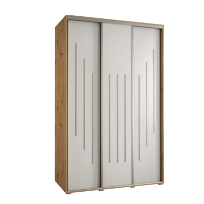 Šatní skříň YVONA 8 - 160/60 cm, dub artisan / bílá / stříbrná
