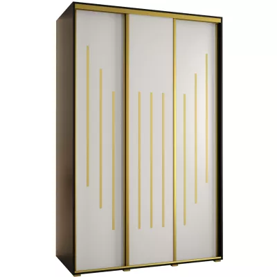 Šatní skříň YVONA 8 - 160/60 cm, černá / bílá / zlatá