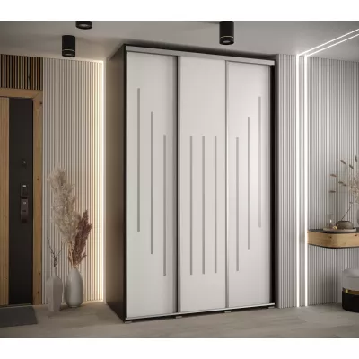 Šatní skříň YVONA 8 - 160/60 cm, černá / bílá / stříbrná