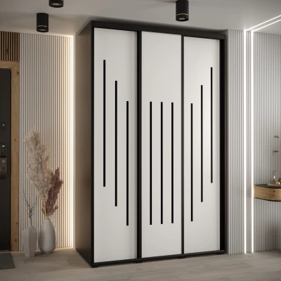 Šatní skříň YVONA 8 - 160/60 cm, černá / bílá / černá