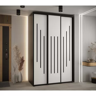 Šatní skříň YVONA 8 - 160/60 cm, černá / bílá / černá