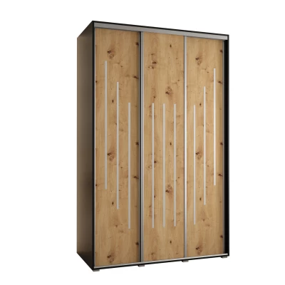 Šatní skříň YVONA 8 - 160/60 cm, černá / dub artisan / stříbrná