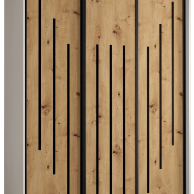 Šatní skříň YVONA 8 - 160/60 cm, bílá / dub artisan / černá