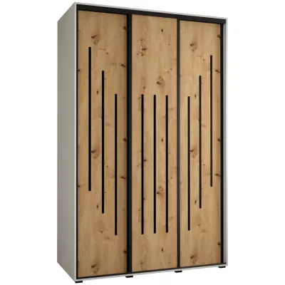 Šatní skříň YVONA 8 - 160/60 cm, bílá / dub artisan / černá