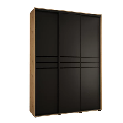 Šatní skříň YVONA 10 - 170/45 cm, dub artisan / černá / černá