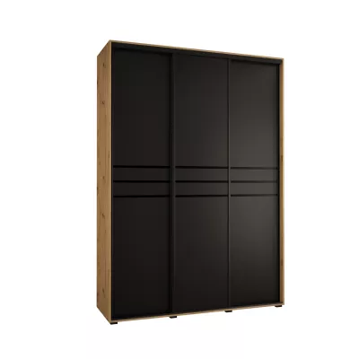 Šatní skříň YVONA 10 - 170/45 cm, dub artisan / černá / černá