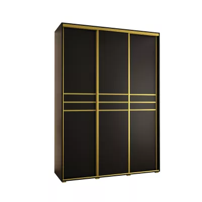 Šatní skříň YVONA 10 - 170/45 cm, černá / zlatá