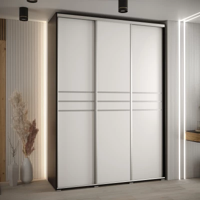 Šatní skříň YVONA 10 - 170/45 cm, černá / bílá / stříbrná