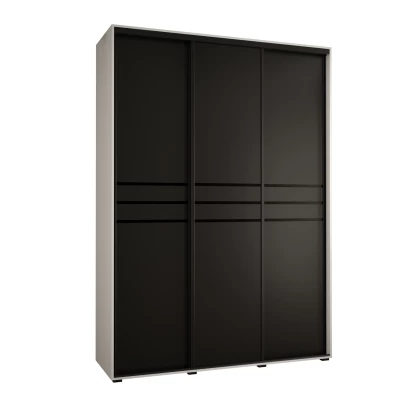 Šatní skříň YVONA 10 - 170/45 cm, bílá / černá / černá