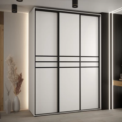 Šatní skříň YVONA 10 - 180/45 cm, bílá / černá